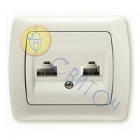 90562034 Розетка 2-я модем (2хrj 45 Cat 5e) крем CARMEN Vi-Ko
