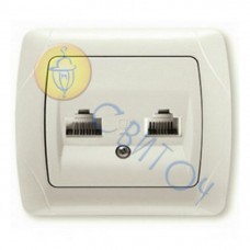 90562034 Розетка 2-я модем (2хrj 45 Cat 5e) крем CARMEN Vi-Ko