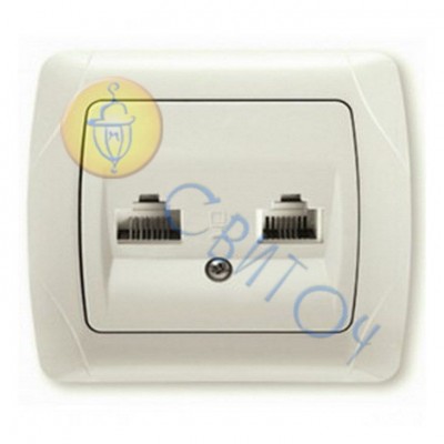 90562034 Розетка 2-я модем (2хrj 45 Cat 5e) крем CARMEN Vi-Ko