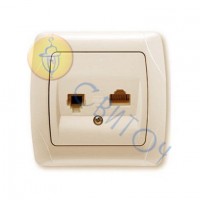 90562035 Розетка компьютер+телеф.(RJ45-RJ11) крем CARMEN Vi-Ko