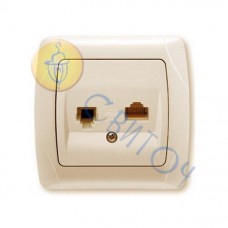 90562035 Розетка компьютер+телеф.(RJ45-RJ11) крем CARMEN Vi-Ko