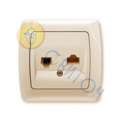 90562035 Розетка компьютер+телеф.(RJ45-RJ11) крем CARMEN Vi-Ko