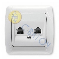 90561034 Розетка  модем (2хrj 45 Cat 5e) (белый) CARMEN Vi-Ko