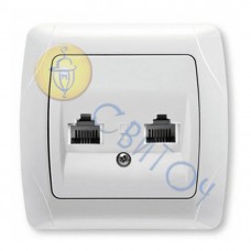 90561034 Розетка модем (2хrj 45 Cat 5e) (белый) CARMEN Vi-Ko