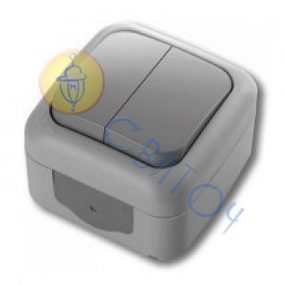 90555502 Вимикач 2 відкр. (IP54) сірий Palmiye Vi-Ko