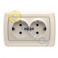 90562056 Розетка 2 з з/к крем CARMEN Vi-Ko