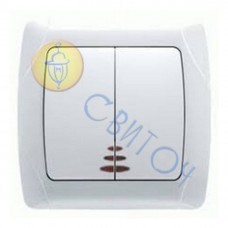 90561050 Выключатель 2 скр. с подсв. белый CARMEN Vi-Ko