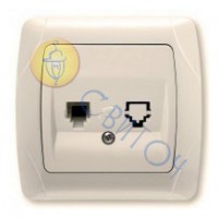90562013 Розетка телефонная(евростандарт) (rj 11- 4) крем CARMEN Vi-Ko