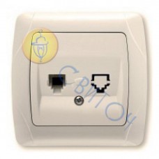90562013 Розетка телефонная(евростандарт) (rj 11- 4) крем CARMEN Vi-Ko