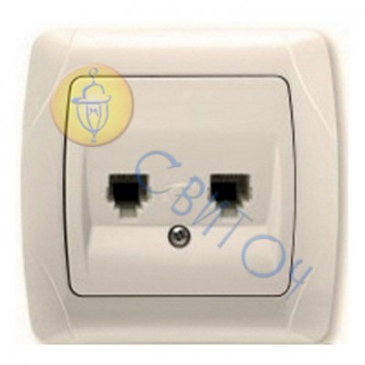90562033 Розетка 2-а  телефона (євростандарт) (rj 11- 4+4) крем CARMEN Vi-Ko