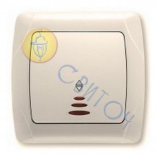 90562063 Выключатель 1скр. проходной с подсв. крем CARMEN Vi-Ko