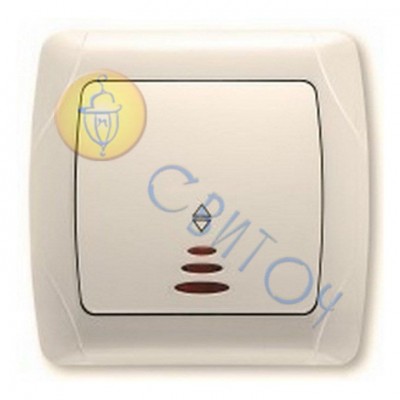 90562063 Выключатель 1скр. проходной с подсв. крем CARMEN Vi-Ko