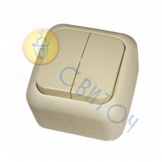 90555602 Выключатель 2 откр. (IP54) крем Palmiye Vi-Ko