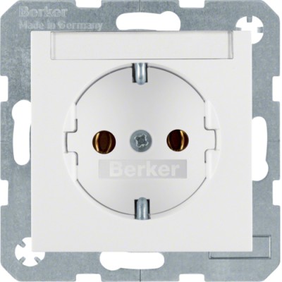 Розетка Berker с з/к с полем д/надписи, пол.белизна, 16А/250В S.1 (47508989)