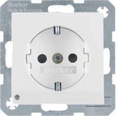 Розетка Berker с з/к з защ.от детей, LED-подсв., пол.белизна мат, 16А/250В S.1/B.х (41091909)