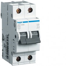 Автоматический выключатель Hager 1P+N 6kA B-16A 2M (MB516A)