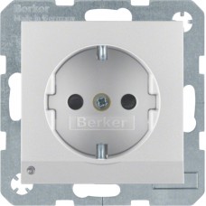 Розетка Berker с з/к з защ.от детей з LED-подсветкой, алюминий, 16А/250В B.х (41091404)
